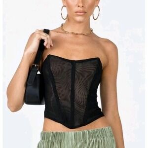 Princess Polly Azriel Black Sheer Corset Top